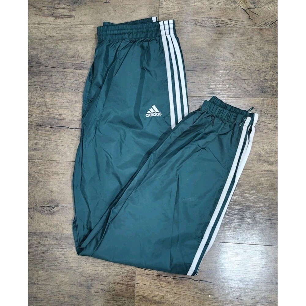 adidas Dark Green Track Pants with White 3-Stripes